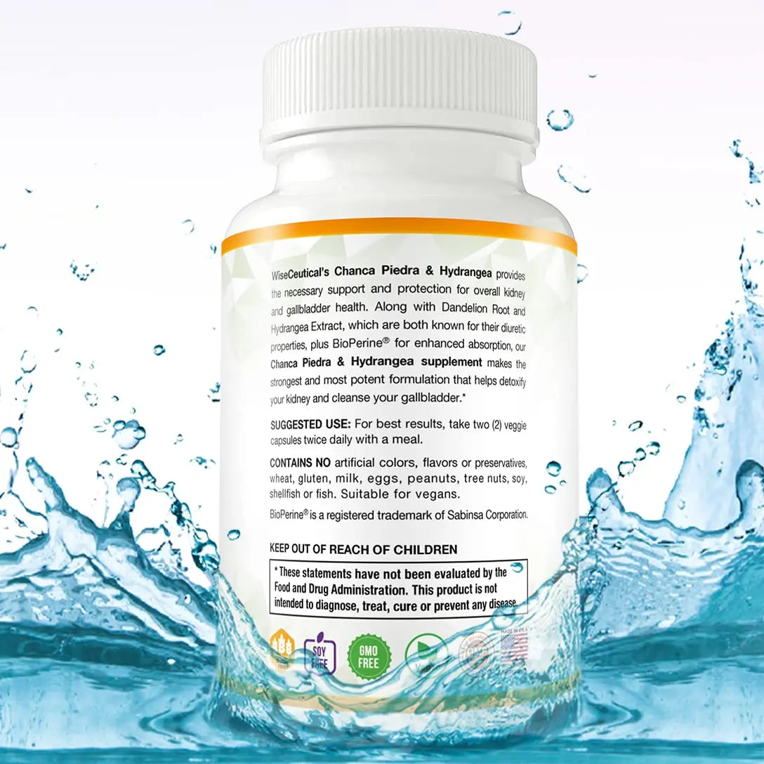 Max Strength Chanca Piedra, Hydrangea & Dandelion Root - Natural Kidney & Gallbladder Formula - Stone Breaker, Flush Impurities, Cleanse Urinary Tract - Enhanced with BioPerine. 60 Veggie Capsules. WiseceuticalBuy Supplements Australia