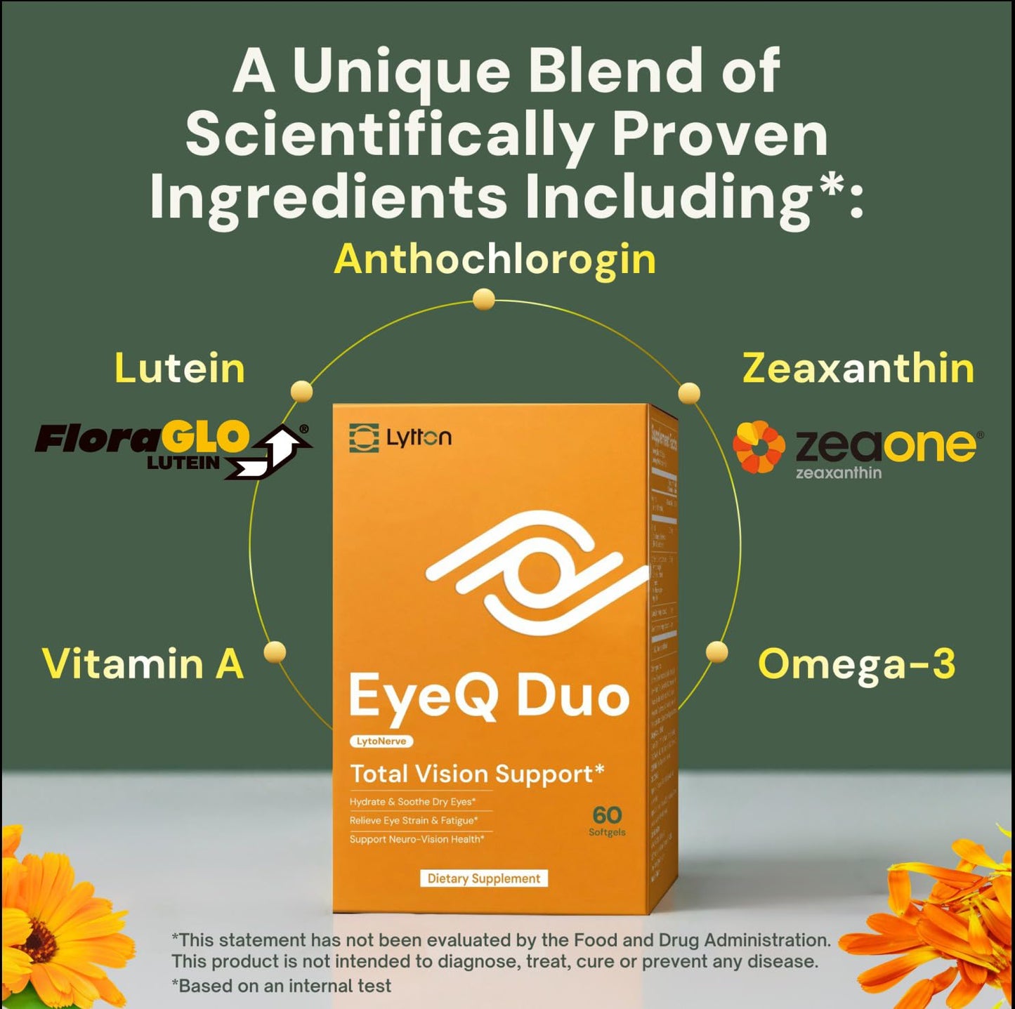 LYTTON EyeQ Duo Digital Eye & Focus Support – Patented Anthochlorogin for Brain-Eye Connection, Promotes Ocular Vitality – Rapid Visual Comfort & Natural Formula for Screen Users, 60 Softgels LYTTONBuy Supplements Australia