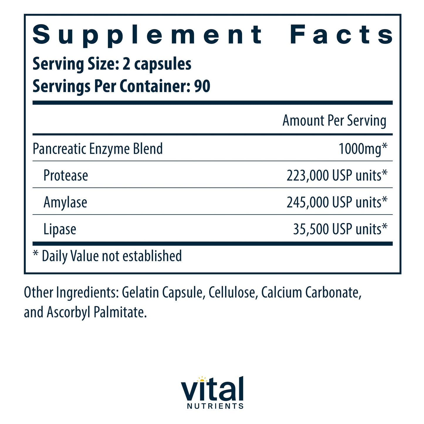 Vital Nutrients Pancreatic Enzymes 1000mg (Full Strength) | Pancreatin Digestion Supple Vital NutrientsBuy Supplements Australia