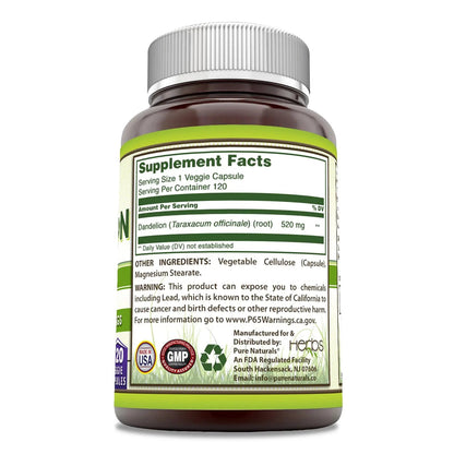 Pure Naturals Dandelion Root 520 mg Per Serving 120 Veggie Capsules Supplement | Non-GMO | Gluten Free | Made in USA Pure NaturalsBuy Supplements Australia