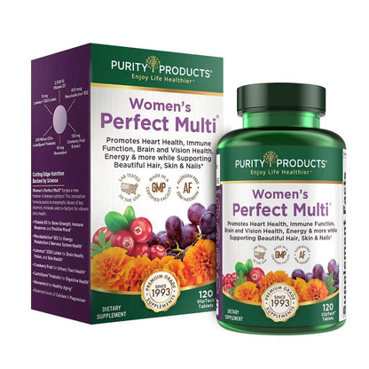 Purity Products Women’s Perfect Multi Balanced Multivitamin - Supports Urinary Tract Health, Immune, Bone + Muscle, Hair, Skin, Nails Purity Products