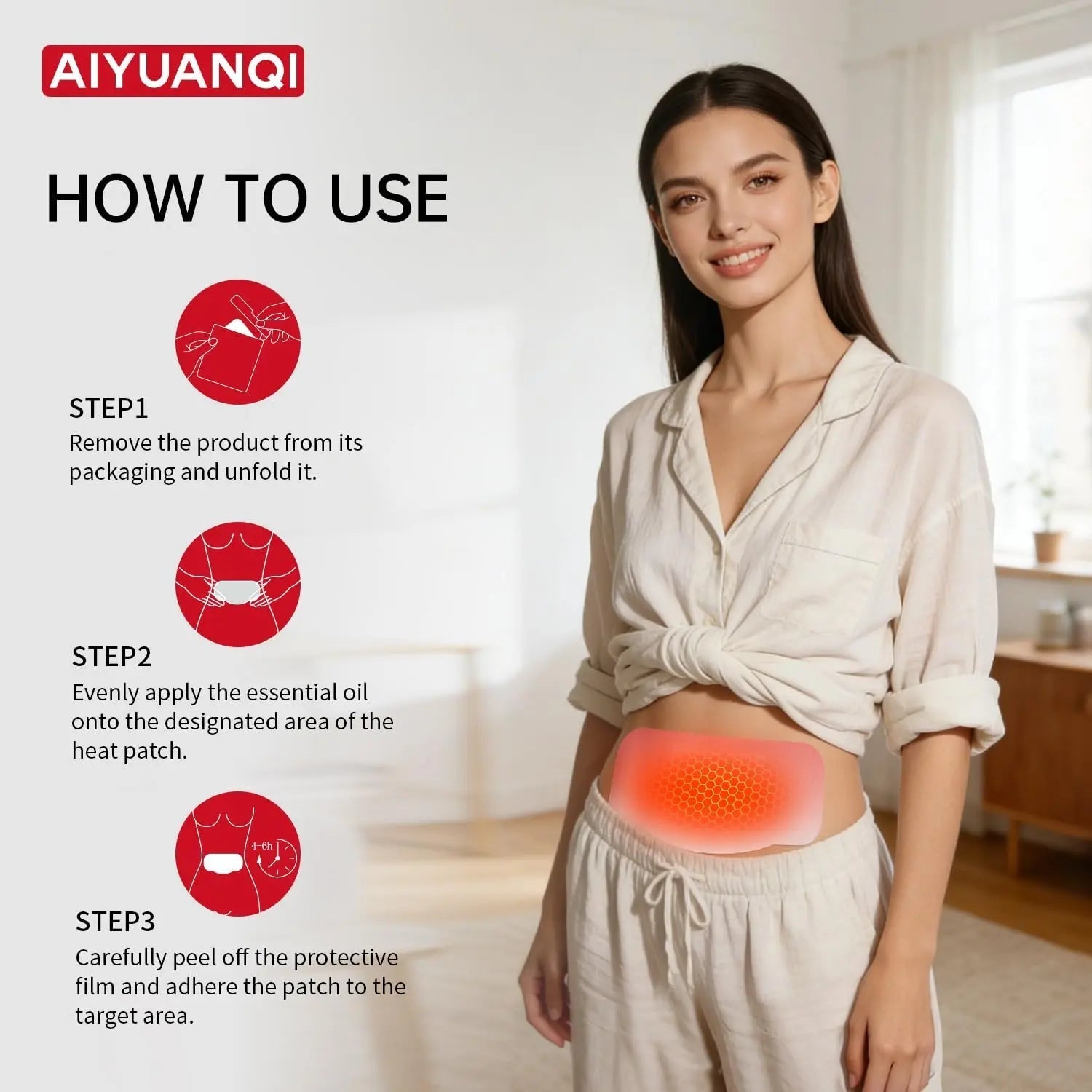 AIYUANQI 3PCS Menstrual Cramps Herbal Heating Patches for Pain Relief, Self-Heating Mugwort Patches, Full Abdomen Cover and Skin-friendly Comfortable, Rapid Heating and Keep Warm, Ideal Gift for Women AIYUANQIBuy Supplements Australia