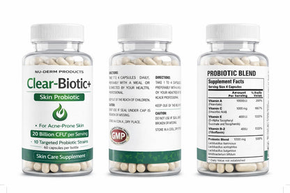 Acne Pills Probiotic Acne Supplements for Teens & Adults - Hormonal Acne Vitamins, Gut Health for Clear Skin, Non-GMO (60 Capsules) Gut Skin Axis Clear-BioticBuy Supplements Australia
