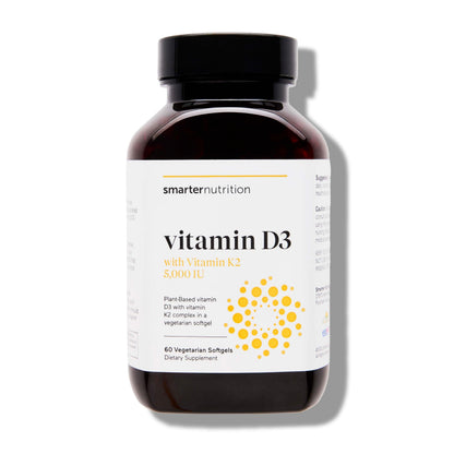 SMARTERNUTRITION Vegan Vitamin D3 5000 IU + Natural Vitamin K2 1100 mcg in Organic Coconut & Olive Oil - D3 K2 Supplement for Immune & Bone Support