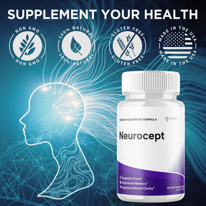 Neurocept Capsules, Official Neurocept Brain Supplement Pills with All Natural Ingredients, Advanced Formula Support Pills with Maximum Strength Premium Vitamins for Women and Men (60 Capsules) SyvorBuy Supplements Australia