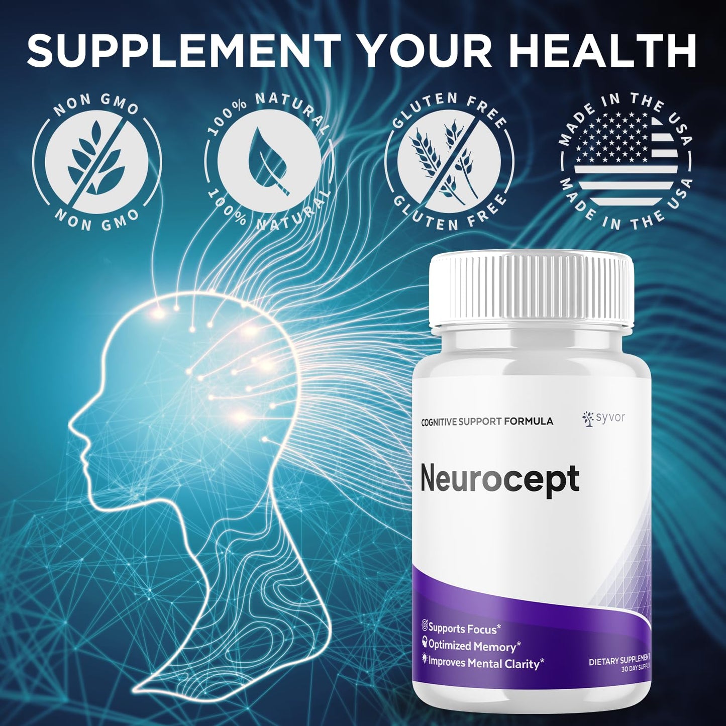(2 Pack) Neurocept Capsules, Official Neurocept Brain Supplement Pills with All Natural Ingredients, Advanced Formula Support Pills with Max Strength Premium Vitamins for Women & Men (120 Capsules) SyvorBuy Supplements Australia