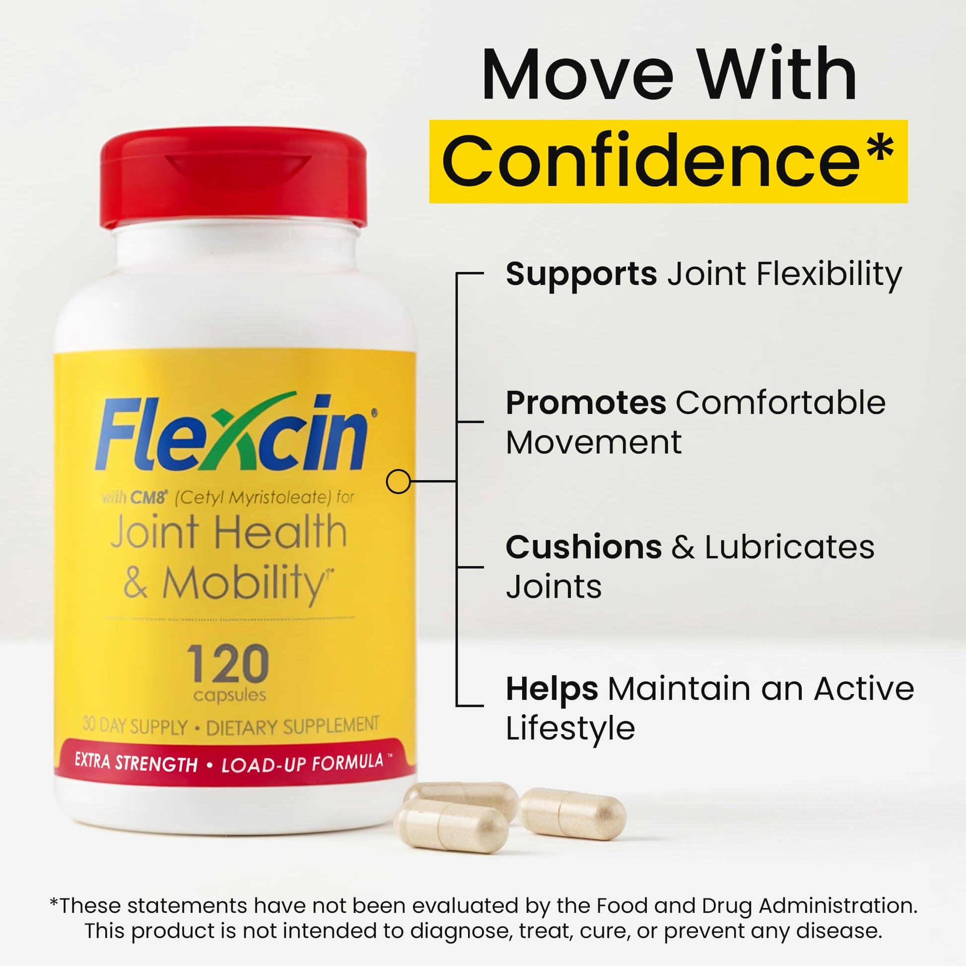 Flexcin Extra Strength Joint Formula with CM8 (Cetyl Myristoleate) - Joint Supplements for Men and Women with Glucosamine, MSM, Collagen Type II - 120 Capsules FlexcinBuy Supplements Australia