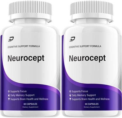 Neurocept Supplement Capsules – All Natural Maximum Strength Formula, Focus & Memory Support (2 Pack – 120 Capsules) IndeloBuy Supplements Australia