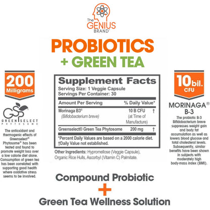 Genius Probiotics for Weight Loss with Green Tea Extract - Fat Burner Supplement & Digestive The Genius BrandBuy Supplements Australia