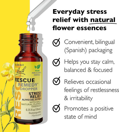 Bach RESCUE Remedy Dropper 10mL Bundle, Non-Alcohol Formula, Natural Stress Relief RESCUEBuy Supplements Australia