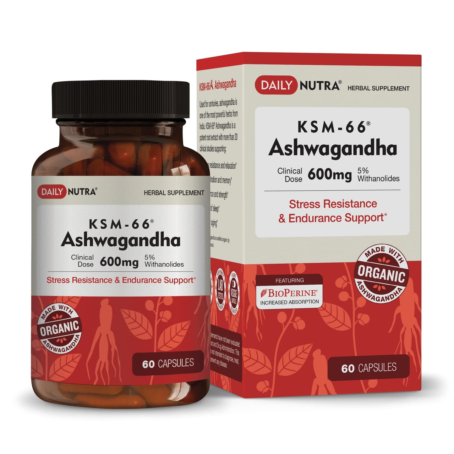 DailyNutra KSM-66 Ashwagandha 600mg Organic Root Extract - High Potency Supplement DailyNutraBuy Supplements Australia