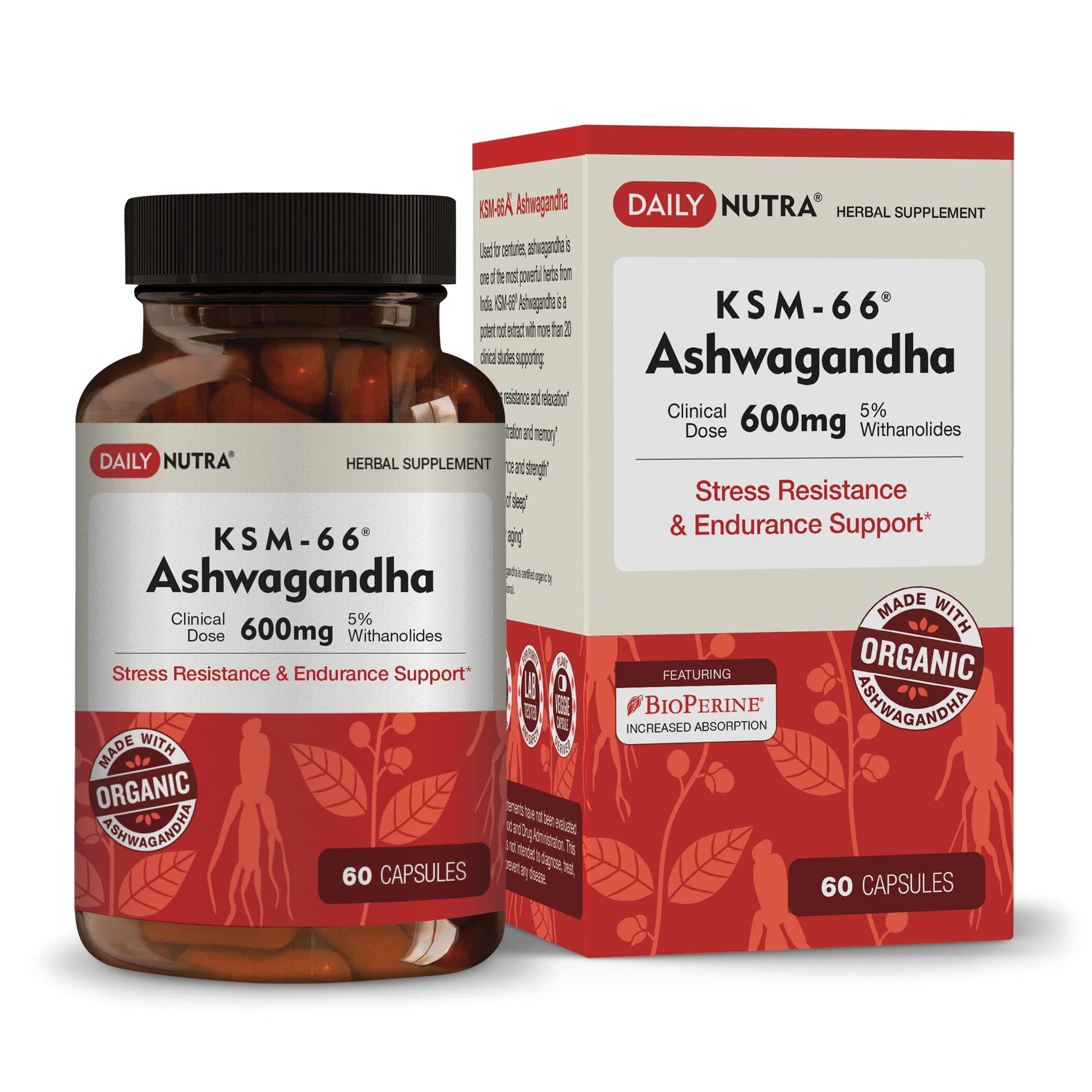 DailyNutra KSM-66 Ashwagandha 600mg Organic Root Extract - High Potency Supplement DailyNutraBuy Supplements Australia