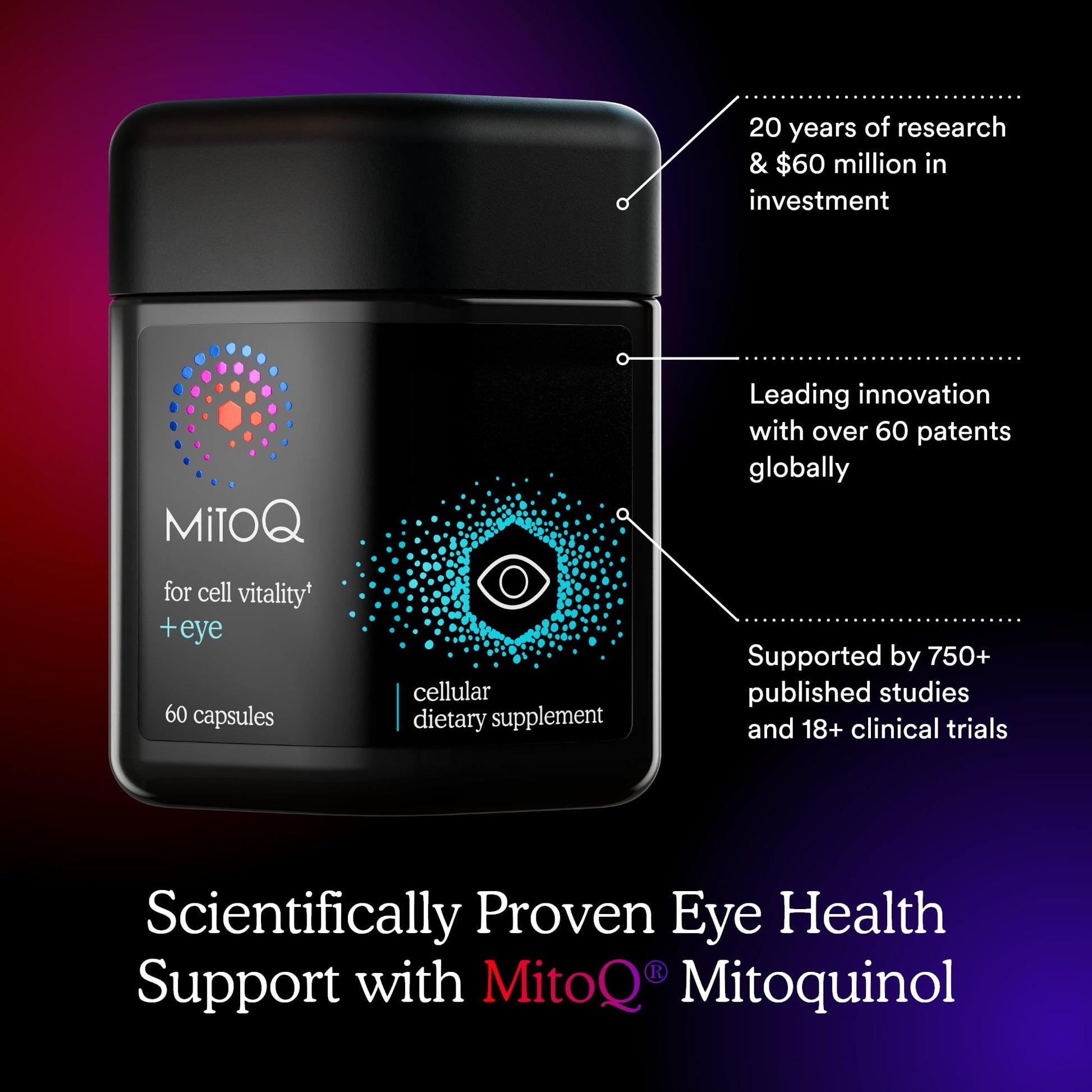 MitoQ +Eye – Eye Health Supplement with Lutein & Zeaxanthin (5:1 Ratio), Bilberry, Maritime Pine Bark, Zinc, Mitoquinol | Supports Macular Health, Visual Clarity & Blue Light Defense MitoQBuy Supplements Australia