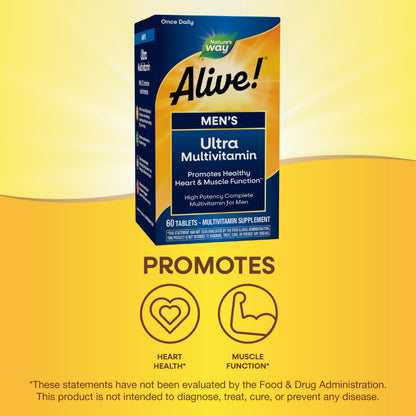 Nature's Way Alive! Men's Daily Ultra Multivitamin, High Potency Formula, Promotes Heart & Muscle Function Nature's WayBuy Supplements Australia