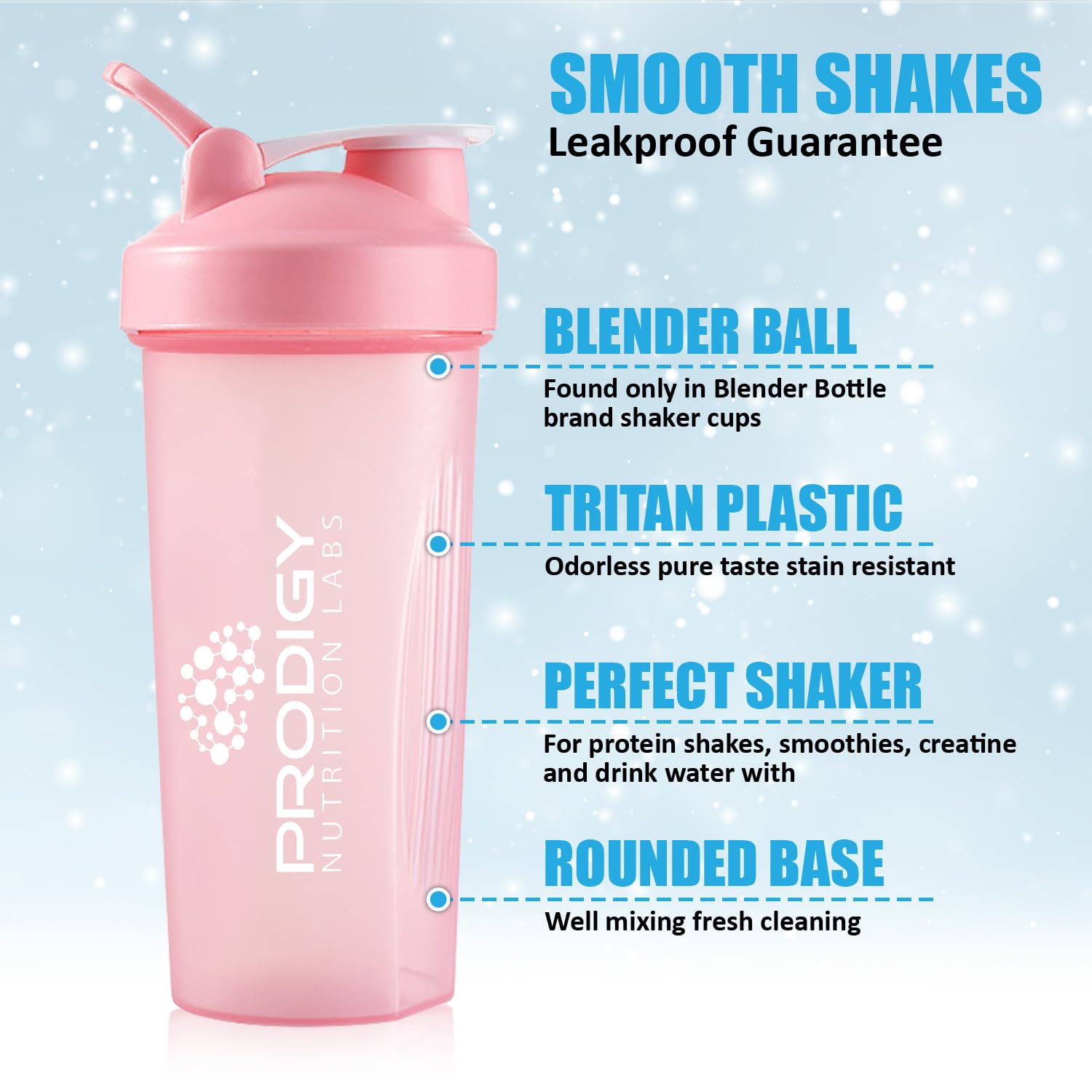 Protein Shaker 20oz Large Shaker Bottle Perfect for Workout Supplements, Protein powder, Sports drinks, BCAA'S, Meal Replacement, BPA Free, Fitness Enthusiasts Athletes - Pink