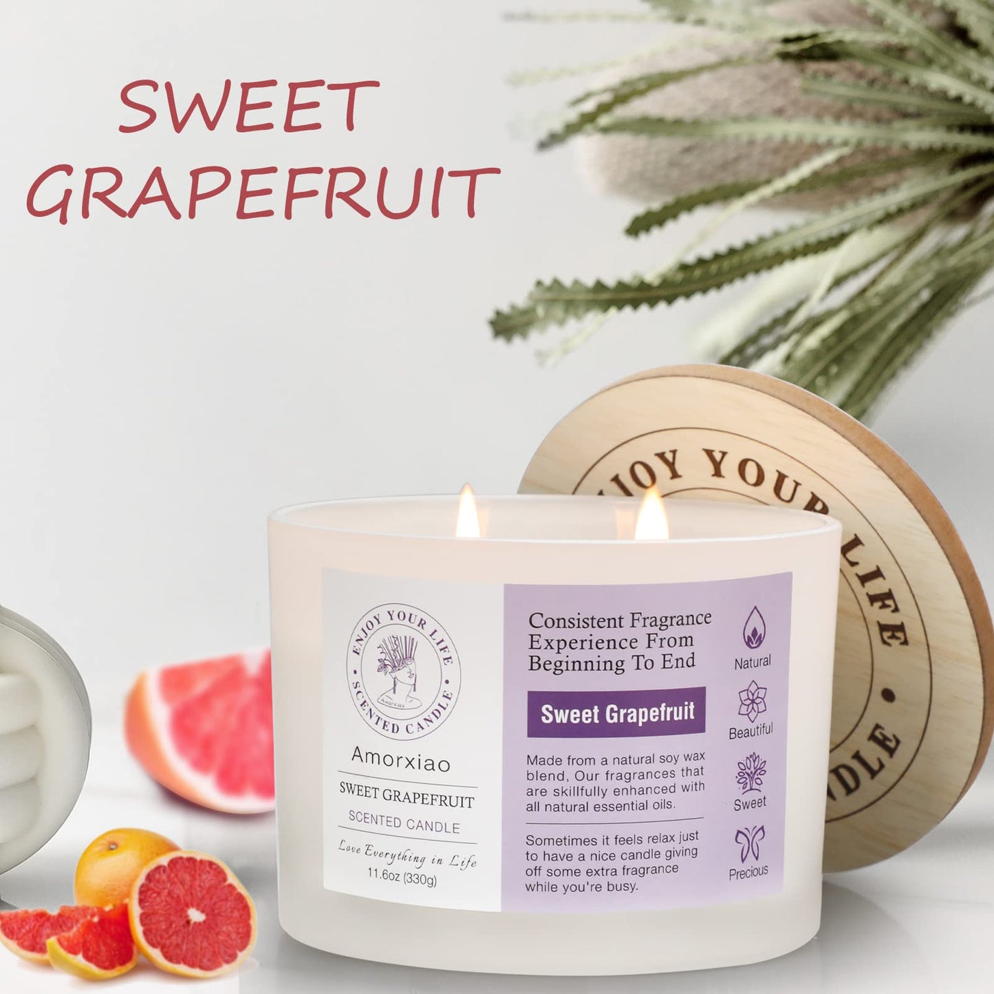 3 Pack Candles for Home Scented, 34.8 oz 240 Hour Long Lasting Candles Set, Grapefruit &Lavender ROSIANSBuy Supplements Australia
