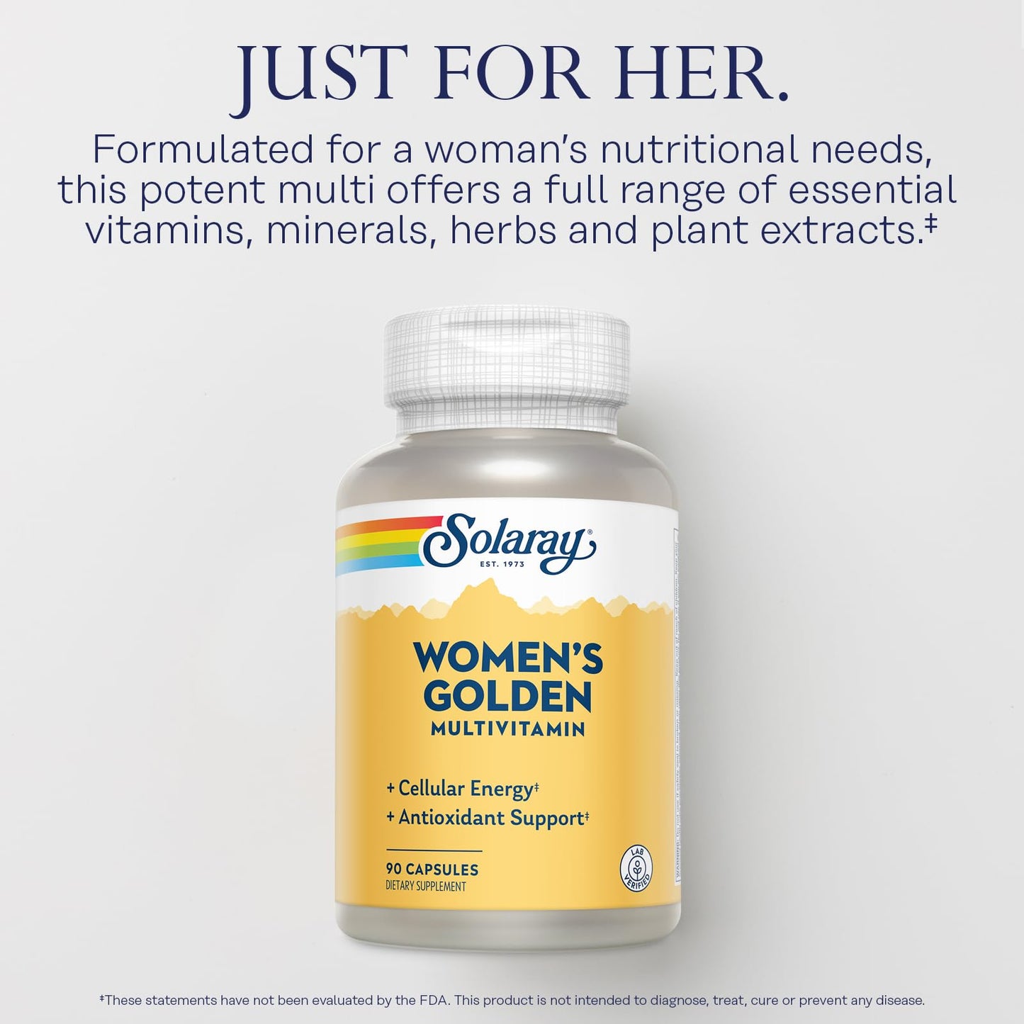 SOLARAY Women's Golden Multivitamin Supplement - Daily Wellness Vitamins for Women, Nutrient Rich, Cellular Energy Support Caps, Complex with Vitamins A, C, D, & E, Biotin, Calcium & More- 90 Capsules SOLARAYBuy Supplements Australia