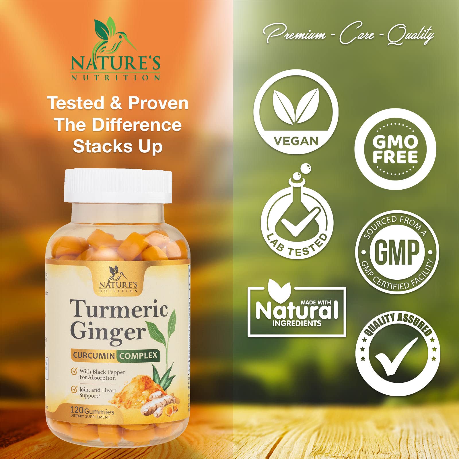 Turmeric Ginger Gummies - Vegan Turmeric Curcumin Gummy with 95% Curcuminoids Nature's NutritionBuy Supplements Australia
