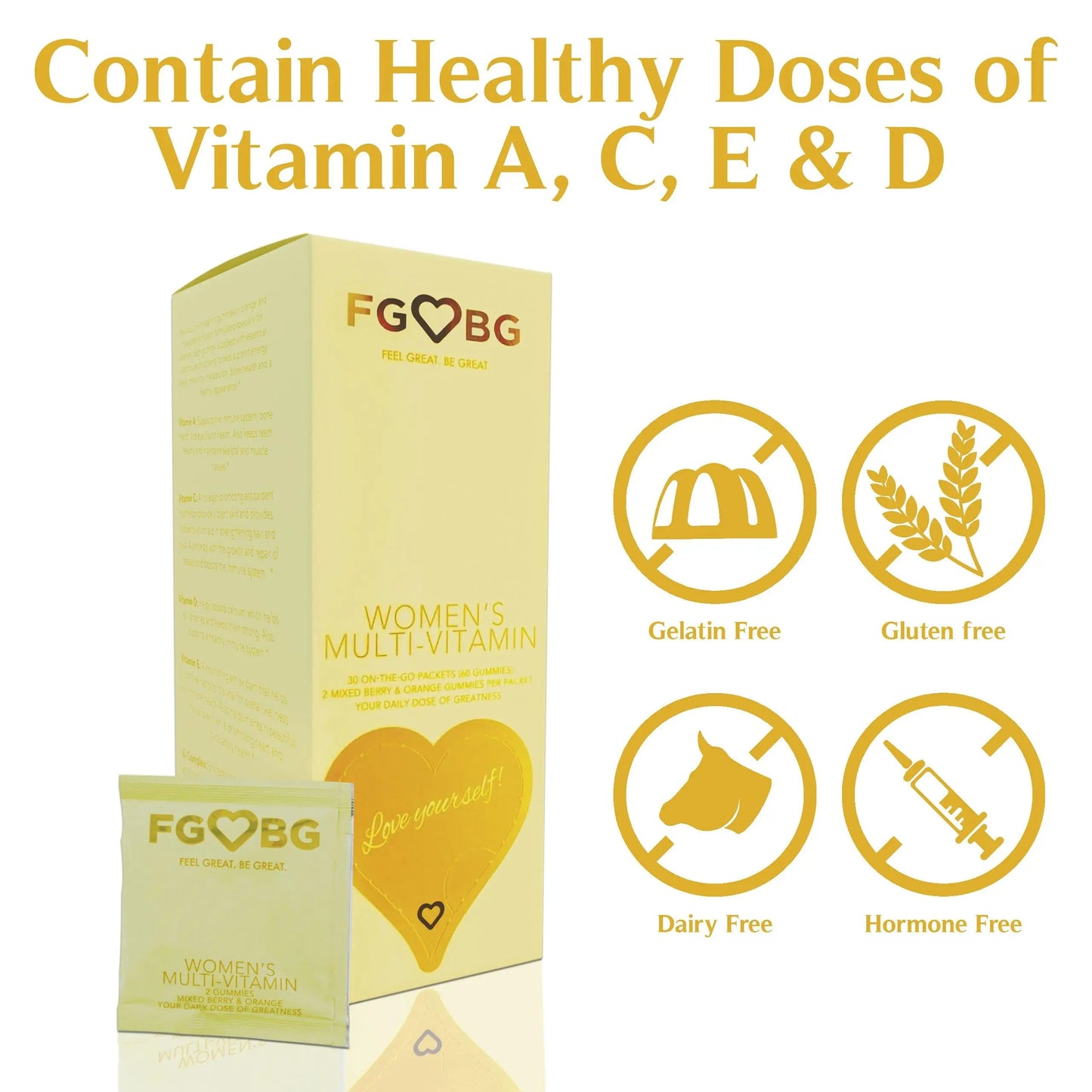 FGBG Women’s Multivitamin Gummies | Vegan All in One Formula | Boost Energy, Brain Function| Cruelty-Free | 30-Day Supply FGBG