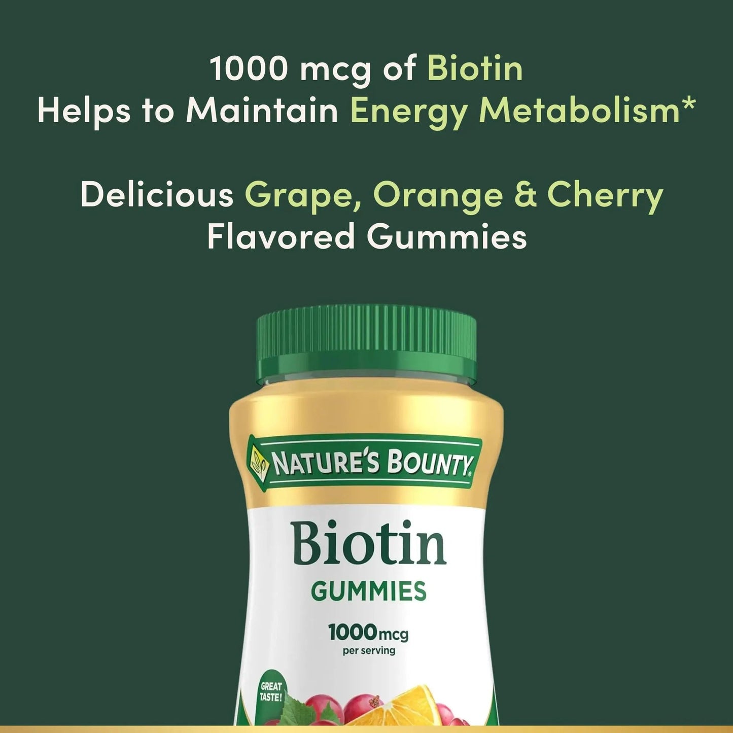 Nature's Bounty Biotin Gummy, Vitamin Supplement, Supports Healthy Hair, Skin, and Nails, Fruit Flavored Gummies, 1000 mcg, 110 Count Nature's Bounty