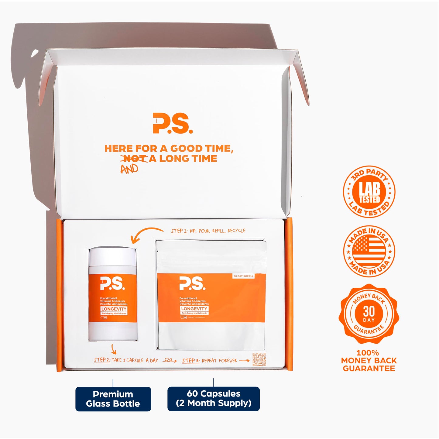 PS Longevity Supplement – Anti-Aging Multivitamin for Men & Women – Premium Methylated B Vitamins, CoQ10, NR, Urolithin A & Natural Antioxidants – Cellular Health, Energy & Memory – 2 Month Supply PSBuy Supplements Australia