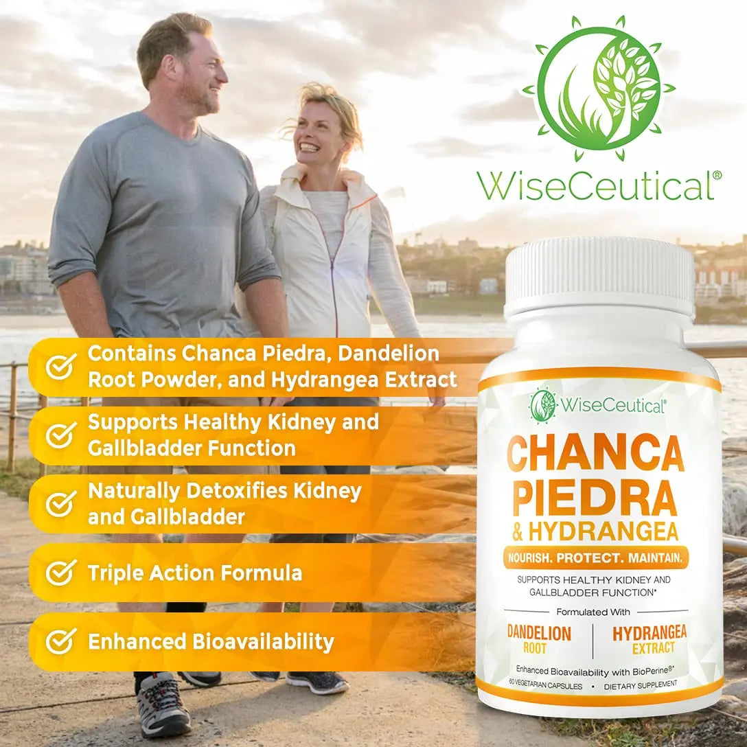 Max Strength Chanca Piedra, Hydrangea & Dandelion Root - Natural Kidney & Gallbladder Formula - Stone Breaker, Flush Impurities, Cleanse Urinary Tract - Enhanced with BioPerine. 60 Veggie Capsules. WiseceuticalBuy Supplements Australia