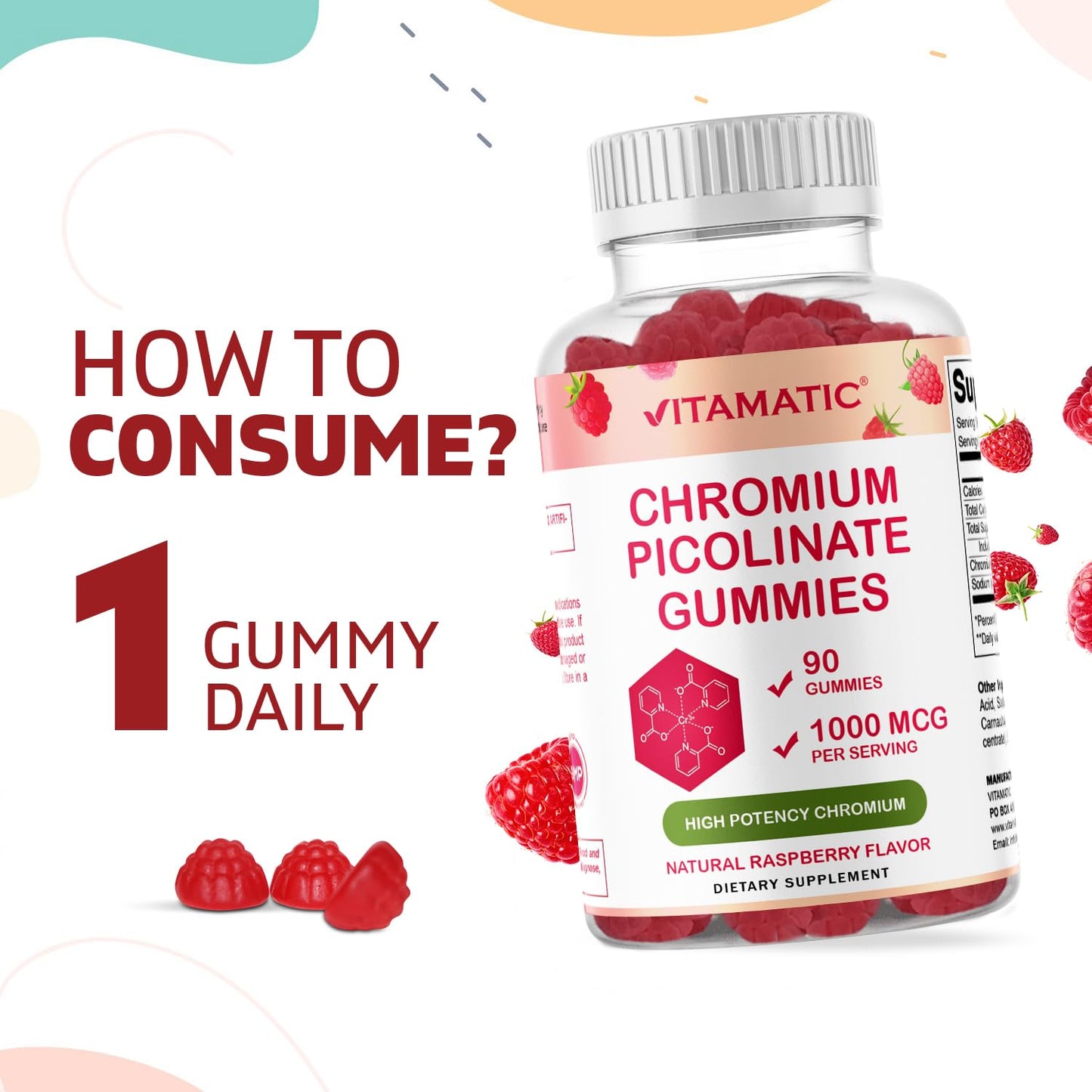 Vitamatic Chromium Picolinate 1000 mcg - 90 Gummies - High Potency Chromium VitamaticBuy Supplements Australia