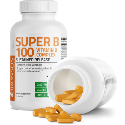Bronson Super B 100 Vitamin B Complex Sustained Release Contains All B Vitamins BronsonBuy Supplements Australia