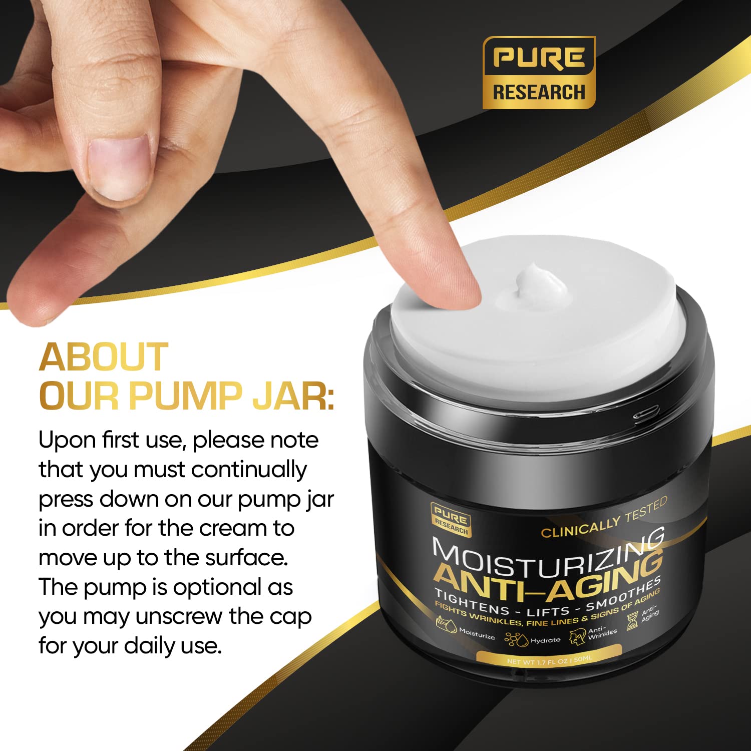 Men's Face Cream Moisturizer - Anti-Aging Cream For Men, Collagen, Retinol & Hyaluronic PURE RESEARCHBuy Supplements Australia