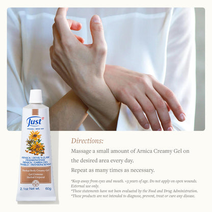 Swiss Just Arnica Gel, Arnica Creamy Gel 60g. Arnica Cream w/Devils Claw & Frankincense Oil. A Gentle Massage Cream on Wrists, Fingers, Knees, Ankles, Joints, Waist, Neck, and Back. SwissJustBuy Supplements Australia