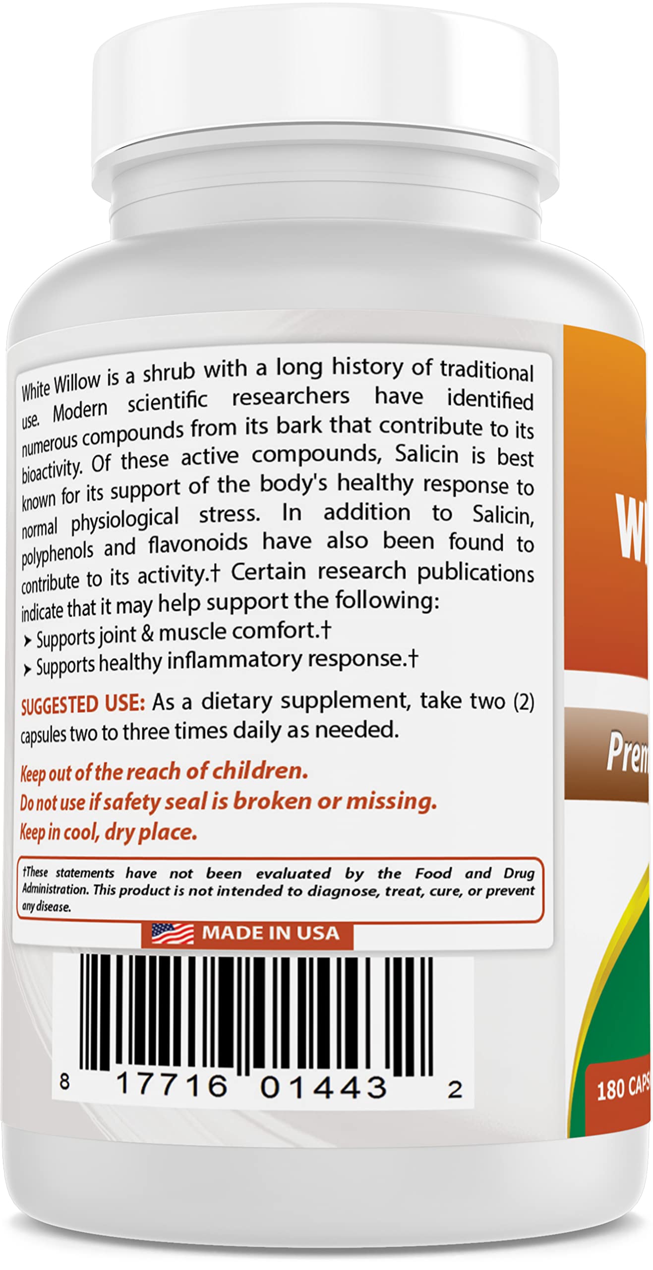 Best Naturals White Willow Bark 400 mg 180 Capsules (180 Count (Pack of 3)) Best NaturalsBuy Supplements Australia