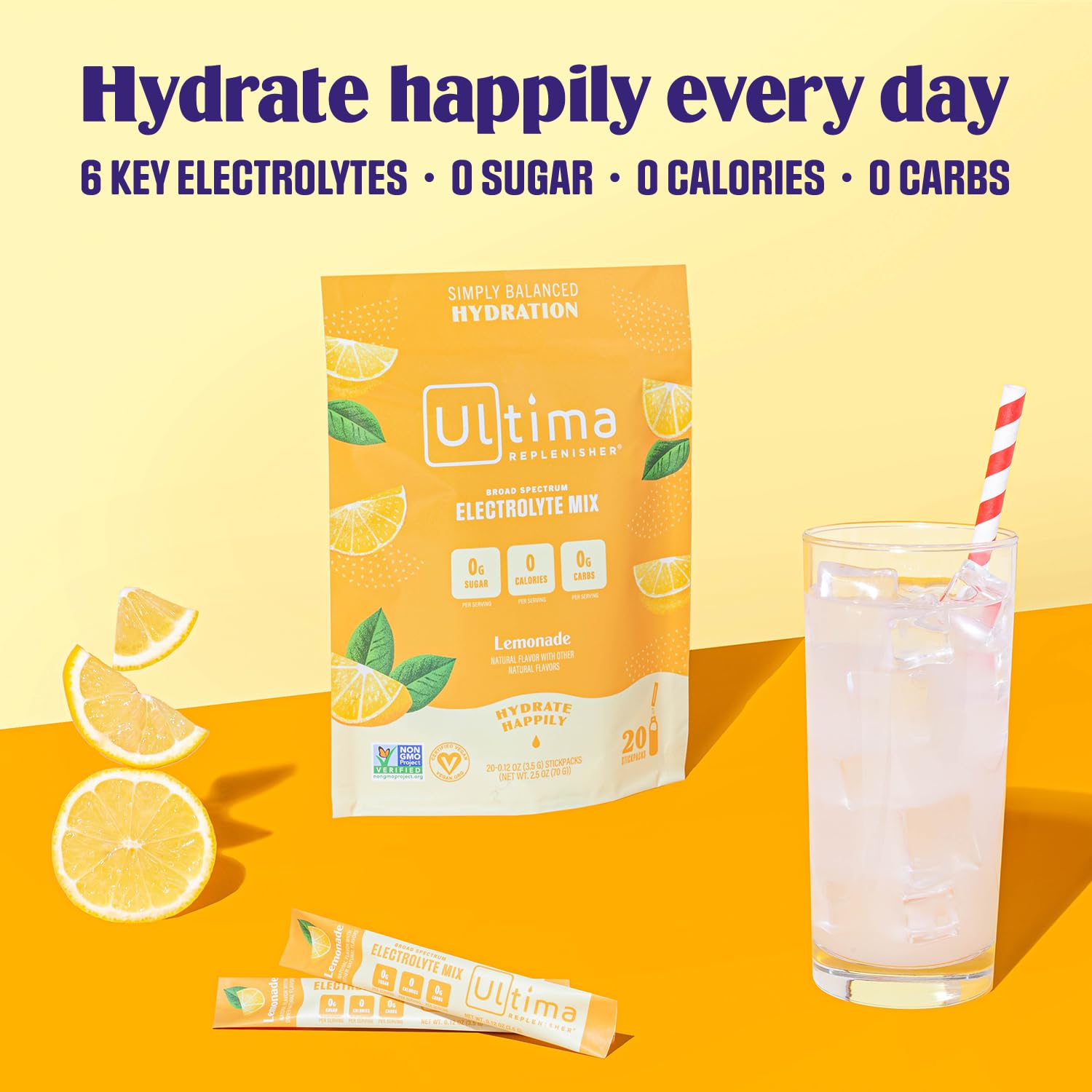 Ultima Replenisher Daily Electrolyte Drink Mix – Lemonade, 20 Stickpacks – Hydration Ultima ReplenisherBuy Supplements Australia