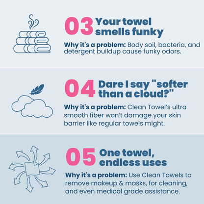 Clean Skin Club Clean Towels XL Supreme, 50 Count, Absorbent, Gentle CLEAN SKIN CLUBBuy Supplements Australia