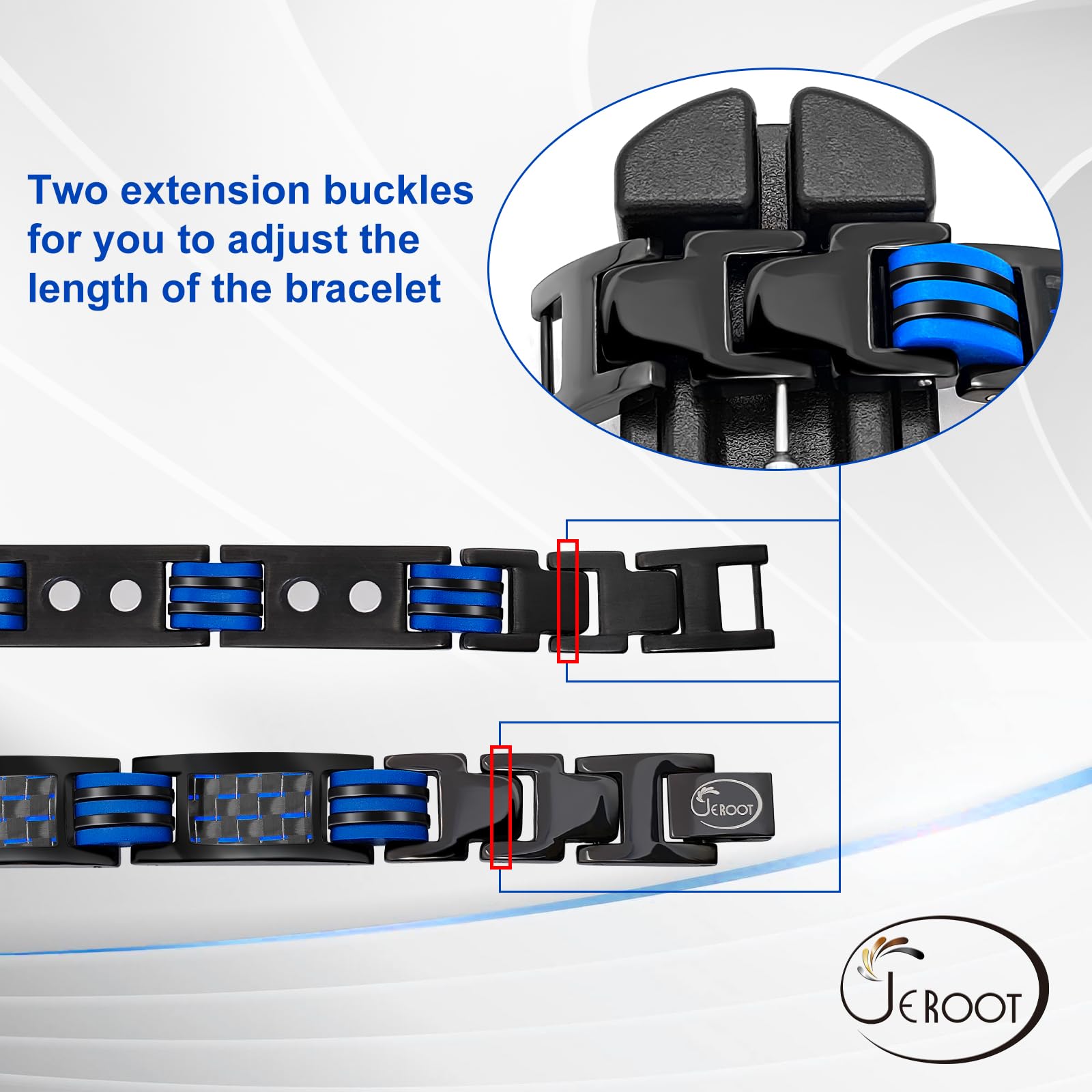 JEROOT Magnetic Bracelets for Men, Blue Carbon Fiber Pure Titanium Magnetic Bracelet JEROOTBuy Supplements Australia