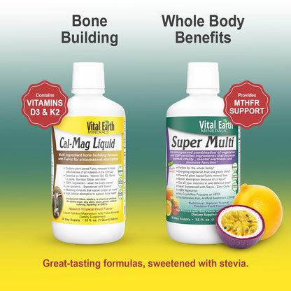 Vital Earth Minerals Bone & Wellness Support – Cal Mag Liquid + Super Multi, Liquid Multivitamins, MTHFR Support, 32 Oz Ea Vital Earth MineralsBuy Supplements Australia