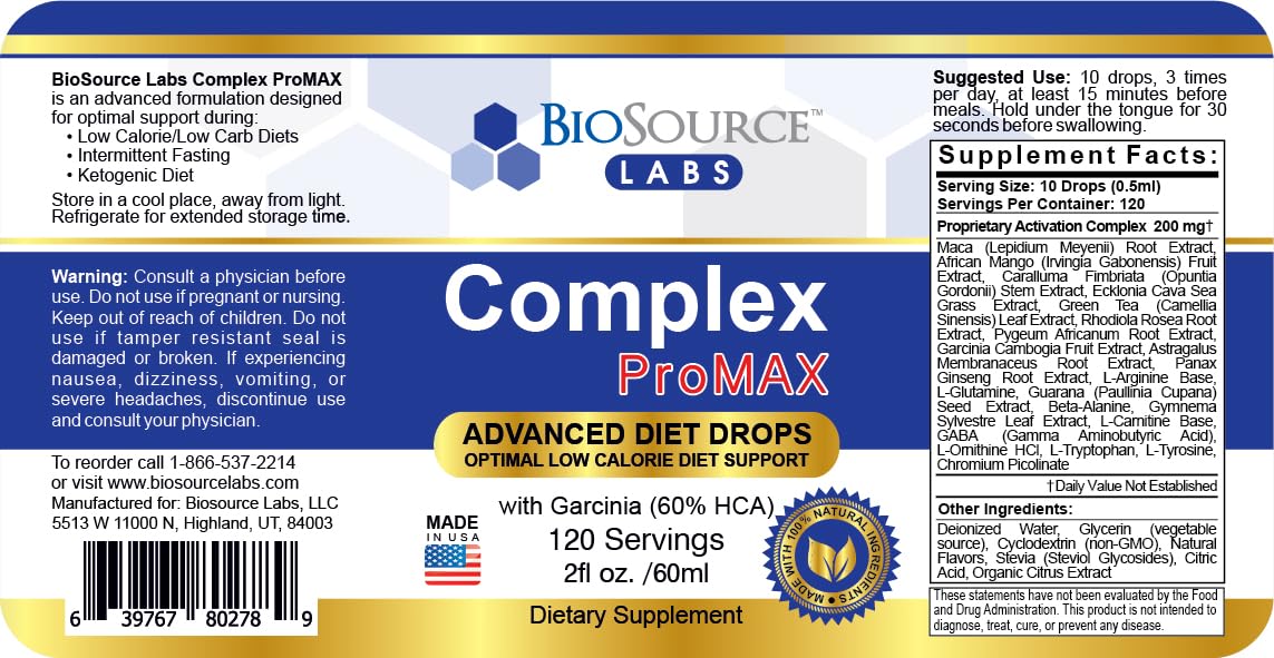 BioSource Labs Complex ProMAX Premium Diet Drops (1 x 2 oz Bottle) BioSource LabsBuy Supplements Australia