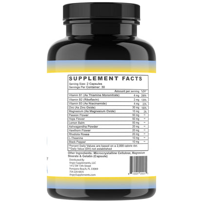 Angry Supplements Stress Less Day-Time Mood Support Pills – Natural Stress Relief with Ashwagandha, Rhodiola, L-Theanine, Magnesium & B Vitamins– Calm Focus & Mental Clarity – 60 Capsules (1-Bottle) Angry SupplementsBuy Supplements Australia