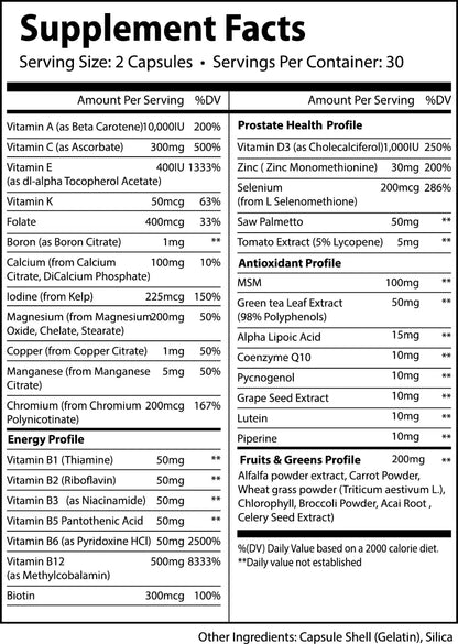Alpha Supps Vites Men's Multivitamin, Complete Daily Supplement with Fruits, Veggies, Energy, Immune & Prostate Support Alpha SuppsBuy Supplements Australia