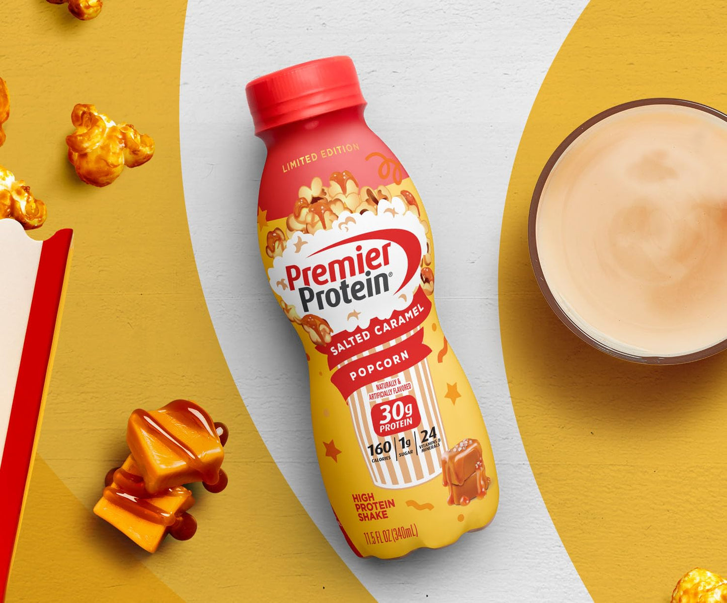 Premier Protein Shake Limited Edition Salted Caramel Popcorn, 30g 1g Sugar 24 Vitamins Premier ProteinBuy Supplements Australia