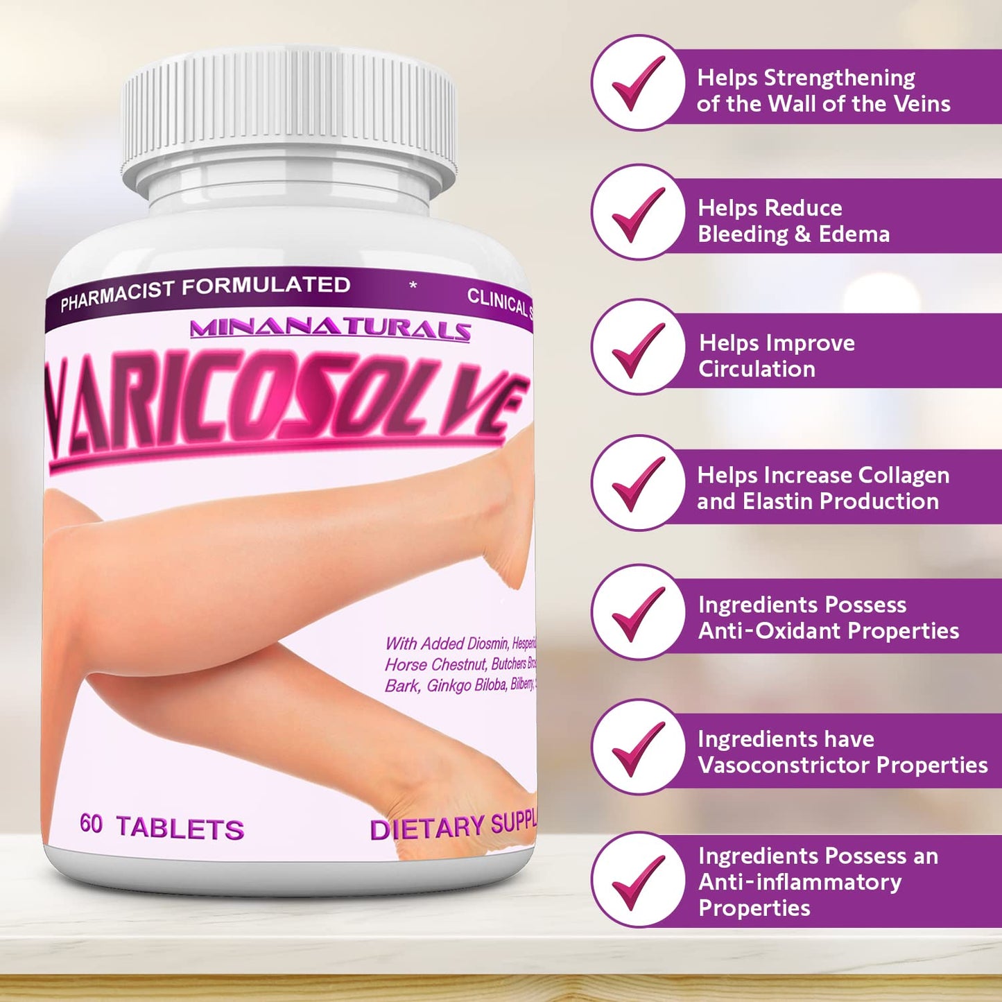 MINANATURALS VARICOSOLVE The Natural Supplement for Leg Veins. 60 Tablets MINANATURALSBuy Supplements Australia