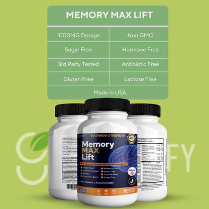GREENVIFY Memory MAX Lift Brain Support Supplement, 60 Capsules, with Vitamins and Herbal Blend, 30 Day Supply (1) GREENVIFYBuy Supplements Australia
