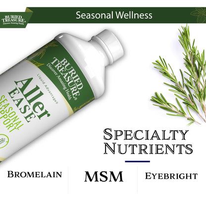 Buried Treasures Aller Ease - 16 fl oz. Liquid Supplement w/ Quercetin, Bromelain, Mullein, Supports Immune, Sinus Comfort, Non-Drowsy Herbal Formula Buried TreasureBuy Supplements Australia