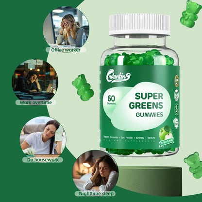 Multivitamin Super Greens Gummies - Daily Vegan Gummy Vitamins for Women, Apple Flavor | Organic Blend with Vitamin C, Turmeric, Zinc, Immune Support, Energy Booster, Metabolism | 60 Count CNDANTINGBuy Supplements Australia