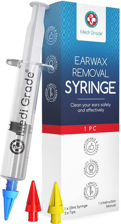 Medi Grade Ear Syringe Ear Wax Removal Kit with 3 Quad-stream Tips Medi GradeBuy Supplements Australia