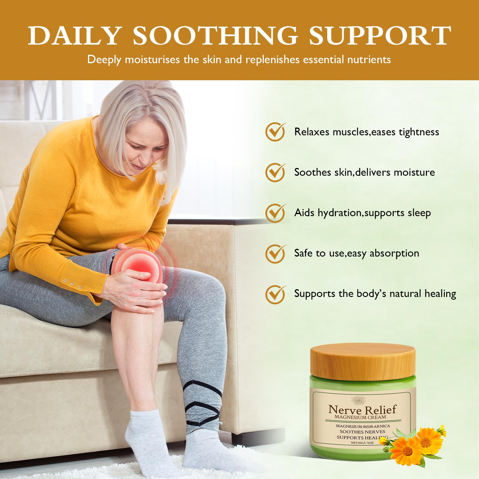Vincofoo Nerve Relief Magnesium Cream with MSM & Arnica, Soothes Nerves & Daily Soothing Support VincofooBuy Supplements Australia