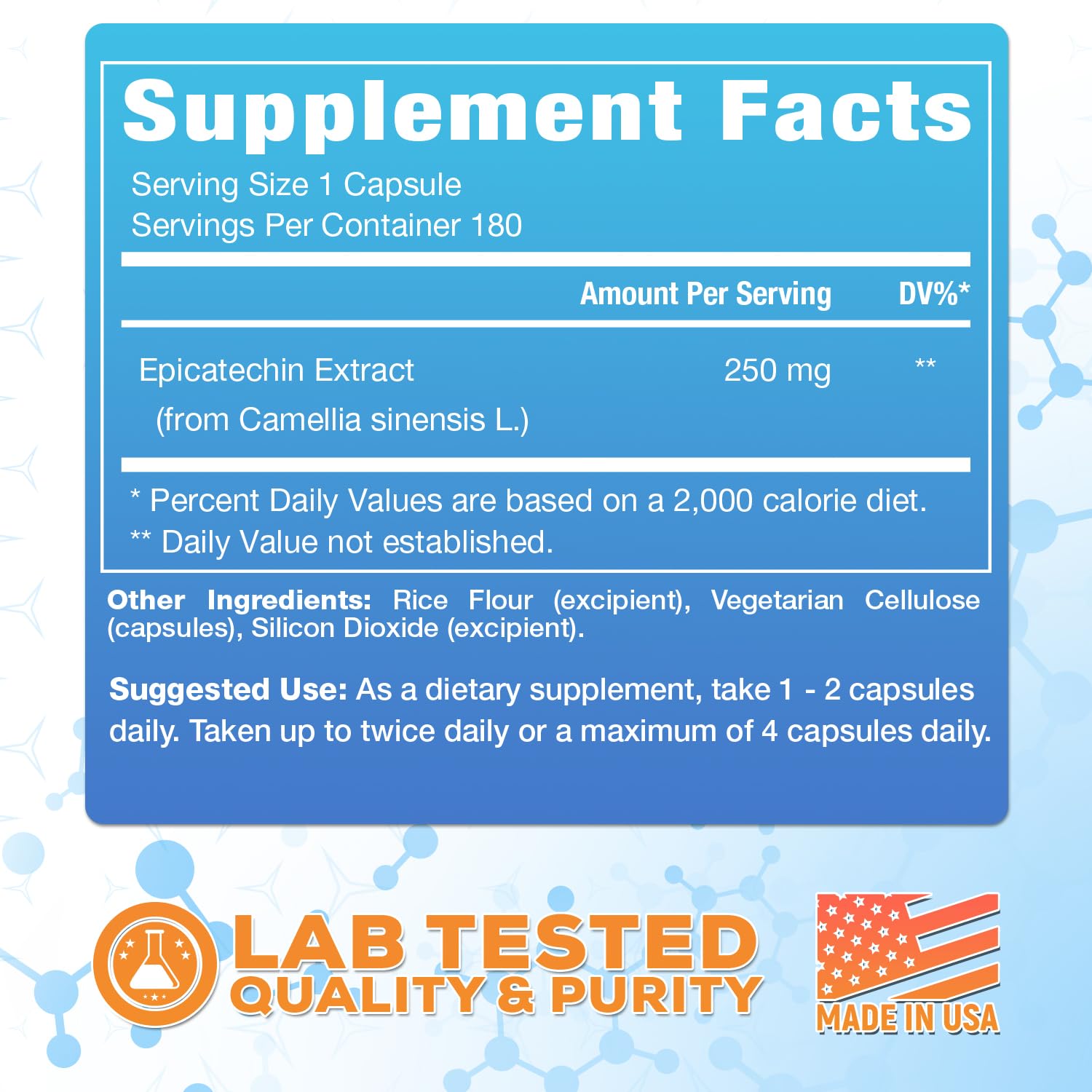 Muscle Empire Epicatechin Extract Capsules | EPI 250mg | 180 Pill Count | Supports Lean Muscle Growth, Nitric Oxide Booster & Myostatin Inhibitor