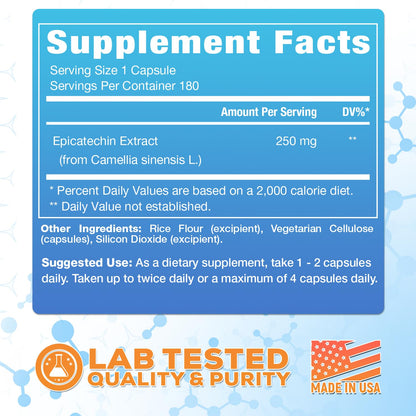 Muscle Empire Epicatechin Extract Capsules | EPI 250mg | 180 Pill Count | Supports Lean Muscle Growth, Nitric Oxide Booster & Myostatin Inhibitor