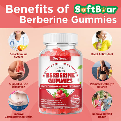 softbear Berberine with Ceylon Cinnamon Gummies-99% Purity Berberine HCL Supplements softbearBuy Supplements Australia