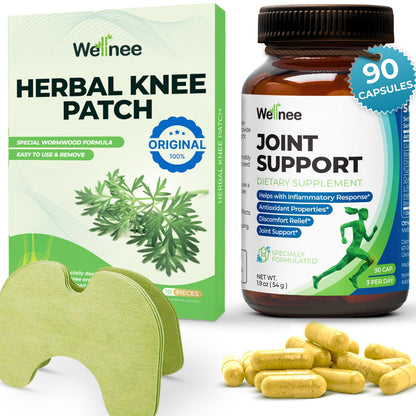 Wellnee Knee & Joint Wellness Bundle – Herbal Patches (10 pcs) & Support Capsules (90 servings) WellneeBuy Supplements Australia