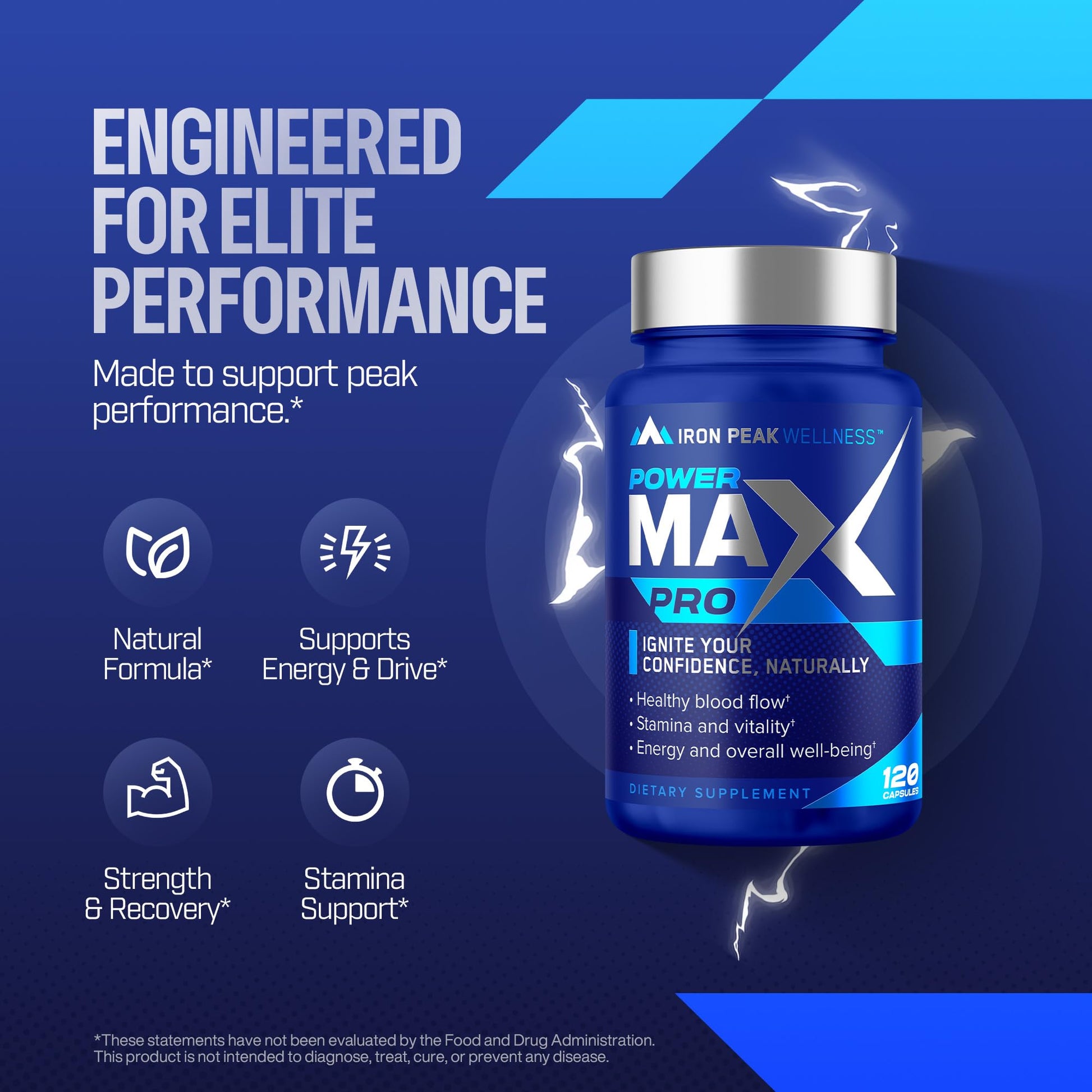 Testosterone Booster Pills for Men - Male Enhancing Supplement - Fast Acting Blood Flow, Muscle Growth, Strength, Energy, Libido, Endurance, Workout - Natural Performance Test Boost - 60 Day Serving IronPeak WellnessBuy Supplements Australia